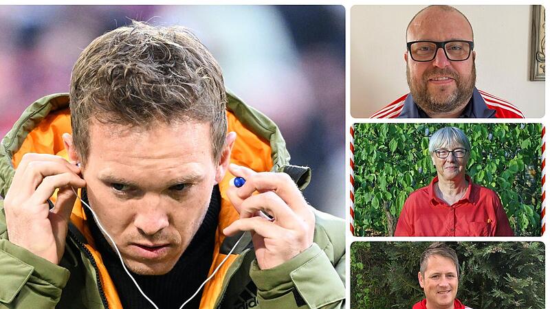 Fr&auml;nkische Bayern-Fans &auml;u&szlig;ern sich zur Trennung von Julian Nagelsmann (li.), darunter (von oben) Florian Greif, Katharina Bambach und Frank M&uuml;ller.