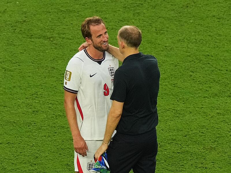 Thomas Tuchel (r) mit Harry Kane