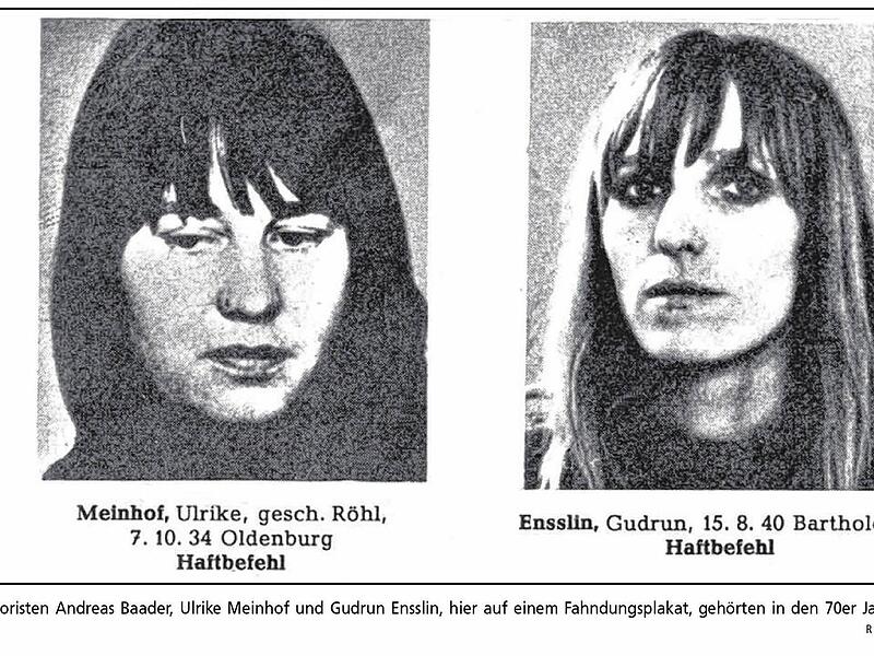 Ausschnitt aus den damaligen Fahndungsplakaten: Meinof und Ensslin. Repro: Stadtarchv Bad Kissingen/Archiv