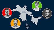 Die Kommunalwahl 2026 bringt neue Kandidaten unter 30 Jahren auf das politische Parkett in Erlangen-H&ouml;chstadt, darunter Korbinian von der Burg (SPD),  Bendedikt Herzig (Freie W&auml;hler), Pauline Port (Die Gr&uuml;nen) und Nico Kauper (CSU).
