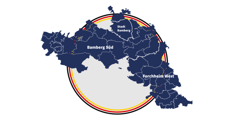 Bundestagswahl: Zum Wahlkreis Bamberg geh&ouml;ren die Stadt Bamberg, der s&uuml;dliche Teil des Landkreises Bamberg und der westliche Teil des Landkreises Forchheim.