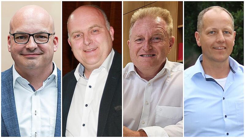 Die B&uuml;rgermeister Michael Kastl (M&uuml;nnerstadt), Daniel Wehner (Burkardroth), Matthias Klement (Ma&szlig;bach) und Johannes Krumm (Elfershausen) haben sich mit weiteren B&uuml;rgermeistern zusammengetan.