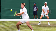 Der Coburger Kevin Krawietz (vorne) und Tim P&uuml;tz stehen in Wimbledon im Viertelfinale.