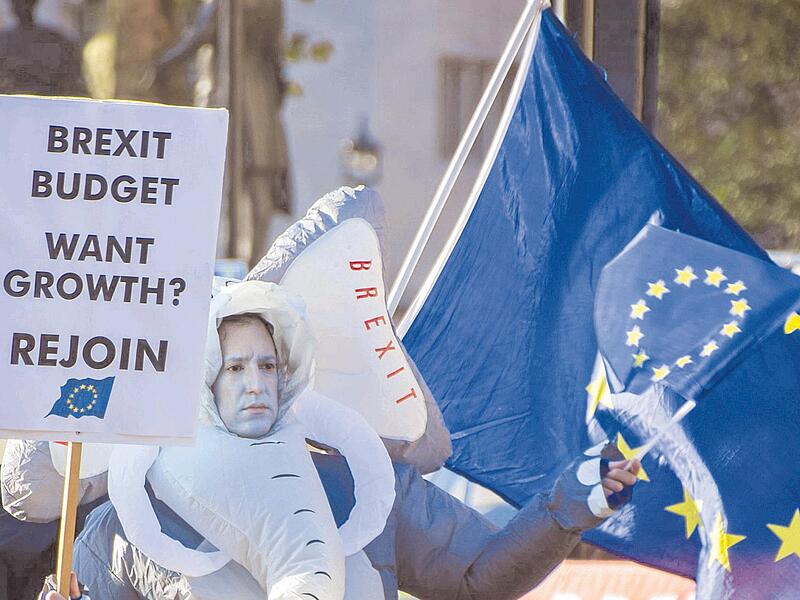 In Großbritannien wächst die Zahl derer, die die Zukunft ihres Landes doch eher in der EU sehen. Im Bild: Eine Demo im November in London. In Großbritannien wächst die Zahl derer, die die Zukunft ihres Landes doch eher in der EU sehen. Im Bild: Eine Demo im November in London.