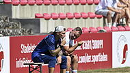 Trainer Tobias Burger (links) und Teammanager Christian Trunk diskutieren. Gegen Haibach muss Burgebrach diverse Spieler ersetzen.