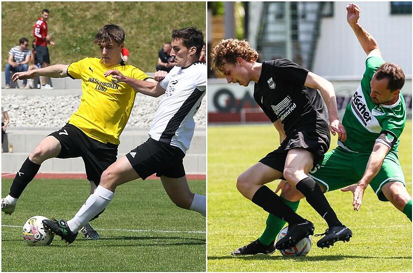 Der TSV Breiteng&uuml;&szlig;bach um Tom Hennemann (linkes Bild, in Gelb) empf&auml;ngt am Mittwoch um 18.30 Uhr den SV Friesen und Lukas Pflaum (re., in Gr&uuml;n)