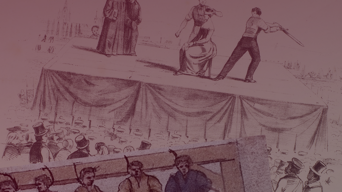 Rahmengestaltung der Serie, bestehend aus historischen Bilder und Portraits der Autoren in einem gruseligen Composing.