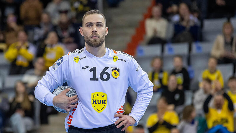 Fotos: HSC 2000 Coburg - HC Oppenweiler/Backnang (2/3) Petros Boukovinas: Nicht nur für den HSC Coburg ein großer Rückhalt.