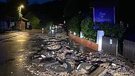Das Unwetter vom 17.8.2023 überflutete die Straßen in Gößweinstein.Forchheim & Fränkische Schweiz Das Unwetter vom 17.8.2023 überflutete die Straßen in Gößweinstein.Forchheim & Fränkische Schweiz