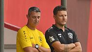 Die Schernecker Trainer Jörg Opel (links) und Sebastian Hammerschmidt (rechts) können zufrieden mit dem Saisonstart sein. Die Schernecker Trainer Jörg Opel (links) und Sebastian Hammerschmidt (rechts) können zufrieden mit dem Saisonstart sein.