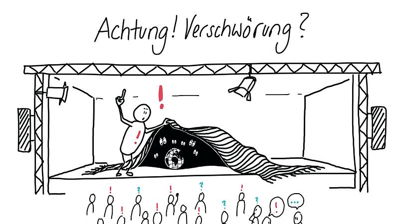 Mit Zeichnungen und Texten beleuchtet die Soziologin Britta Wagner das Thema Verschwörung.