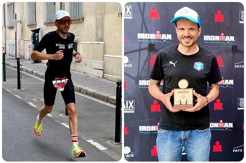 Holger Link von Böhnlein Sports Bamberg qualifizierte sich beim Ironman in Südfrankreich für die Triathlon-Weltmeisterschaft im Oktober. Im Marathon drehte der Bamberger auf und holte sich nach insgesamt 9:40 Stunden den zweiten Rang in der M40. Holger Link von Böhnlein Sports Bamberg qualifizierte sich beim Ironman in Südfrankreich für die Triathlon-Weltmeisterschaft im Oktober. Im Marathon drehte der Bamberger auf und holte sich nach insgesamt 9:40 Stunden den zweiten Rang in der M40.