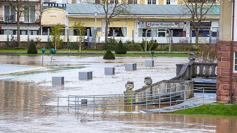 Im Januar 2024 stand der Rosengarten in Bad Kissingen zu weiten Teilen unter Wasser.