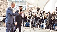 Bundeskanzler Friedrich Merz (CDU) empfing im Berliner Kanzleramt Ahmed al-Scharaa, Pr&auml;sident der syrischen &Uuml;bergangsregierung.