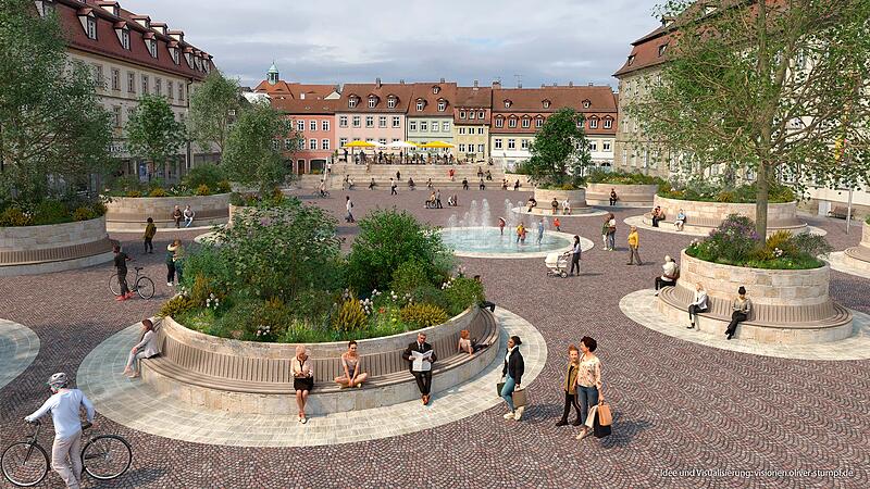 Maxplatz Bamberg Auf dem Bamberger Maxplatz muss aus Sicht des Kommunikationsdesigners Oliver Stumpf die Aufenthaltsqualität verbessert werden.