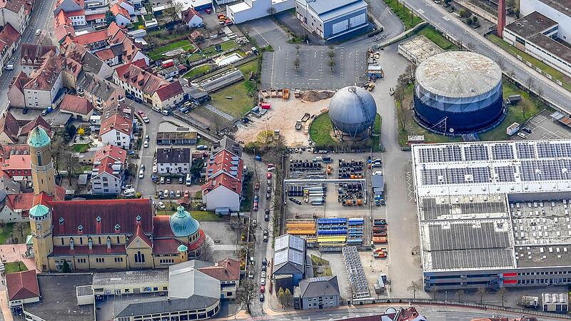 Gasspeicher auf dem Gel&auml;nde der Stadtwerke Bamberg.