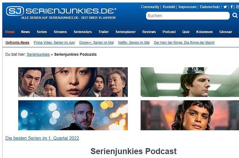Blick auf die Seite Serienjunkies.