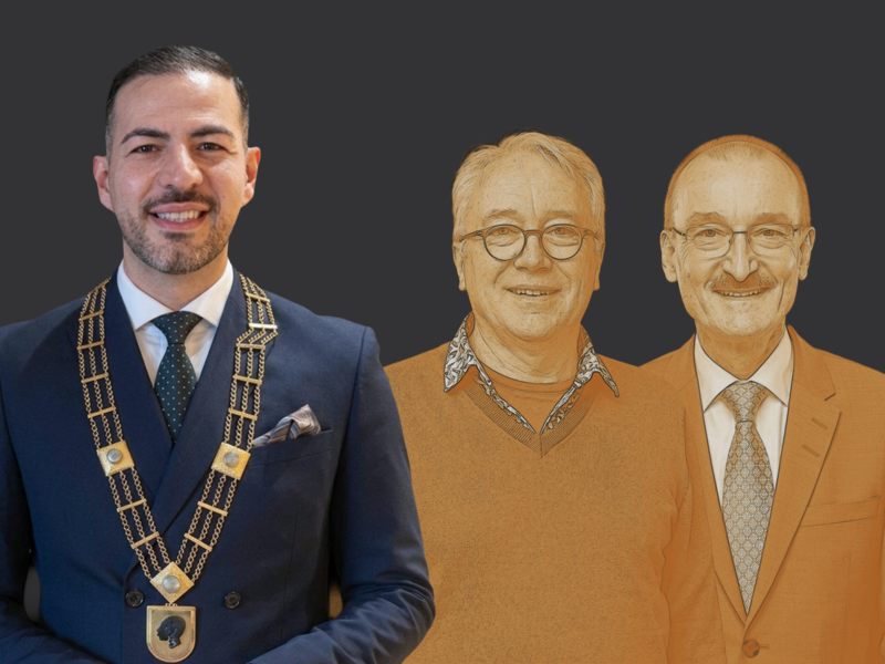 Can Aydin (links, SPD) wird wohl zum Zweiten B&uuml;rgermeister der Stadt Coburg aufsteigen. Dritter B&uuml;rgermeister k&ouml;nnte entweder Wolfram Haupt (Mitte, Gr&uuml;ne) werden oder Hans-Herbert Hartan (CSU).