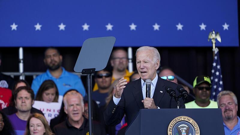 US-Präsident Joe Biden während einer Veranstaltung im Henry Maier Festival Park in Milwaukee im Bundesstaat Wisconsin