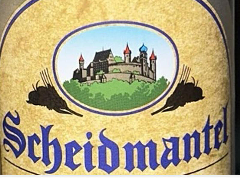 Scheidmantel gibt&rsquo;s als Biermarke noch immer. Bei der Abbildung der Veste sind die einzelnen T&uuml;rme allerdings falsch angeordnet.