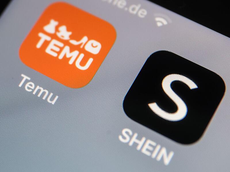 Die Apps der Interneth&auml;ndler Temu und Shein auf einem Smartphone