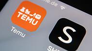 Die Apps der Interneth&auml;ndler Temu und Shein auf einem Smartphone