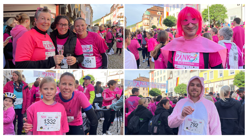 Vier Teilnehmende sprechen darüber, warum sie beim Pinklauf mitmachen.