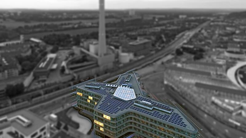 Der Landkreis geht mit gutem Beispiel voran: Das neue Landratsamt ist großflächig mit Photovoltaikmodulen bestückt.