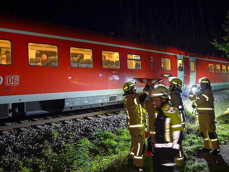 Regionalzug rammt umgestürzten Baum Regionalzug rammt umgestürzten Baum