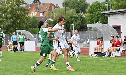 Jason Geißendörfer (weißes Trikot) und die Coburger hatten nach hartem Kampf gegen Haibach das Nachsehen. Jason Geißendörfer (weißes Trikot) und die Coburger hatten nach hartem Kampf gegen Haibach das Nachsehen.