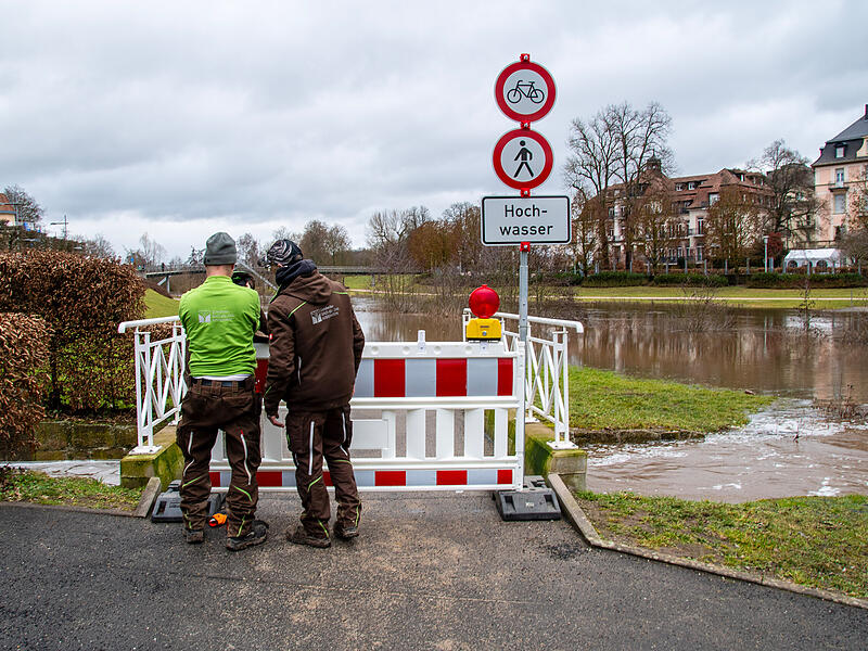 Die Saale in Bad Kissingen am 12. Februar 2026