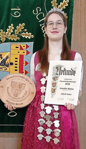 Jennifer Bialas, Gausch&uuml;tzenk&ouml;nigin 2026 mit der Luftpistole.