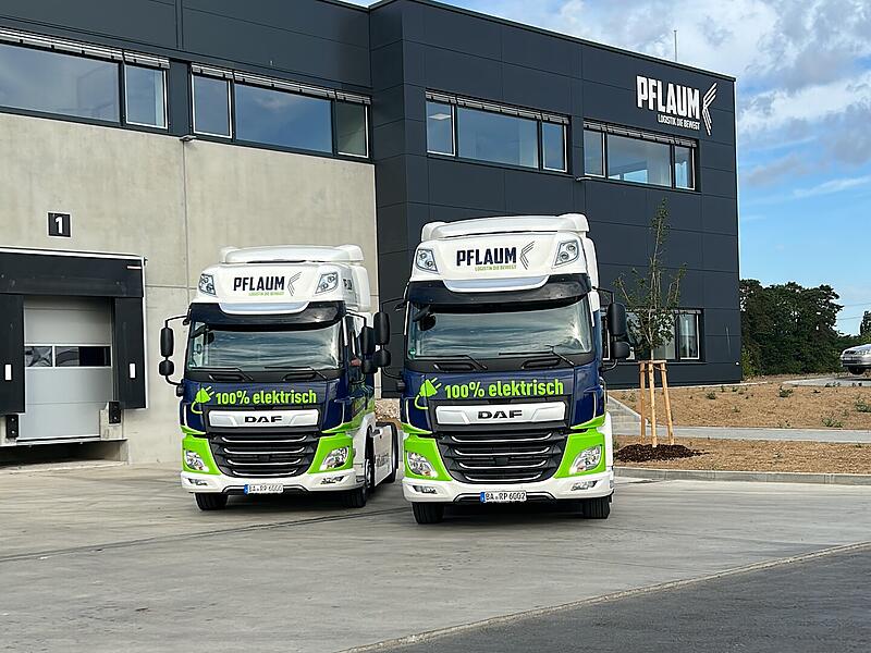 Pflaum Logistik testet erste Elektro-Lkws. Die E-Pioniere von Strullendorf: Pflaum Logistik testet erste Elektro-Lkws von DAF.