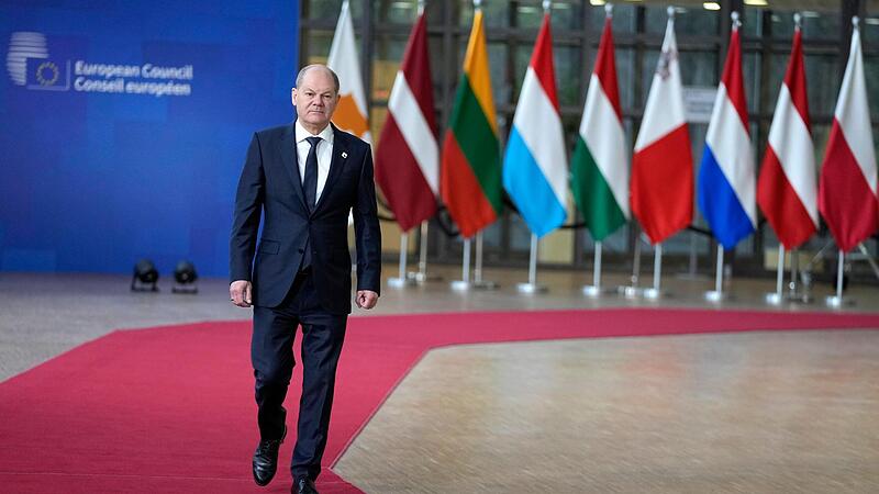 Bundeskanzler Olaf Scholz beim EU-Gipfel in Br&uuml;ssel.