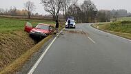Der Autofahrer landete im Entwässerungsgraben.