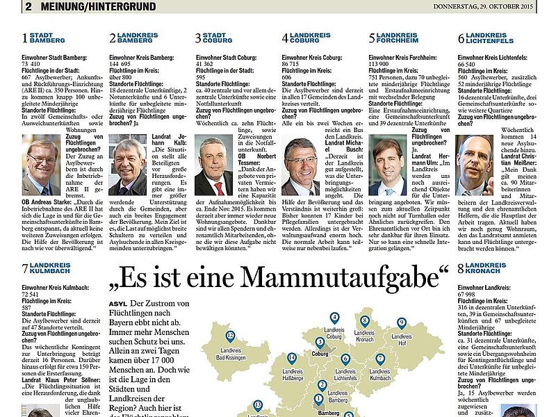 Eine Auswahl von Zeitungsartikeln des Fr&auml;nkischen Tags w&auml;hrend Hermann Ulms Amtszeit von 2014 bis heute.