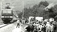 Dicht gedr&auml;ngt standen die Menschen am 28. September 1991 zwischen Neustadt und Sonneberg.
