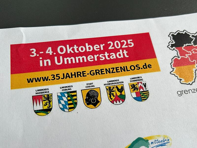 Coburger Mohr In der Signatur einer Mail aus dem Landratsamt Hildburghausen ist von allen fünf Gebietskörperschaften, die am „Grenzenlos“-Fest beteiligt sind, jeweils das Wappen abgebildet.