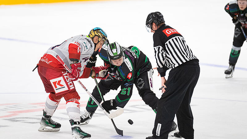 Samuel Eriksson (rechts) brachte die Alligators am Dienstagabend gegen Garmisch in Front. F&uuml;r Z&auml;hlbares reichte es f&uuml;r H&ouml;chstadt allerdings nicht.