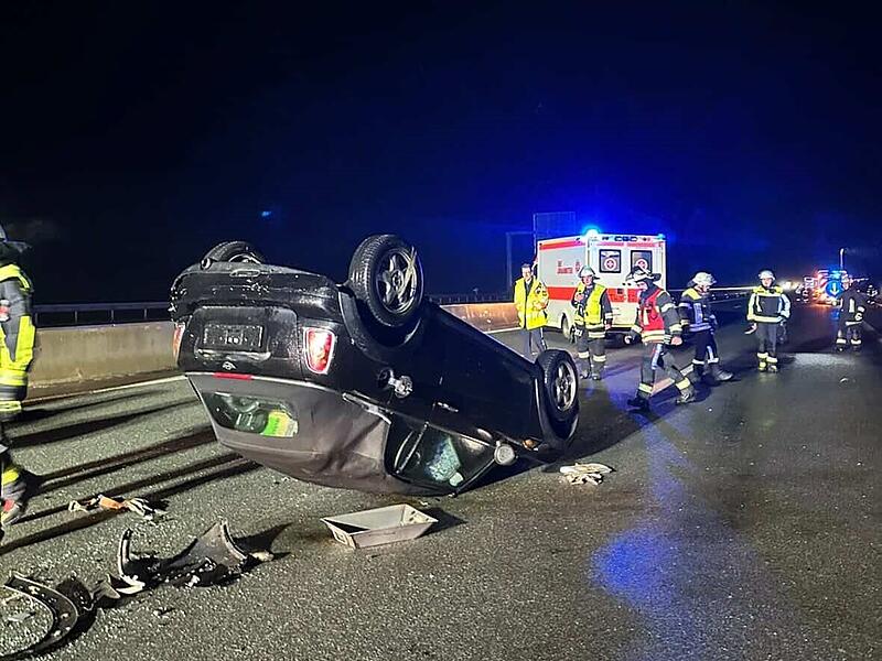 Schwerer Unfall auf A3 bei Wachenroth endet glimpflich Schwerer Unfall auf A3 bei Wachenroth endet glimpflich