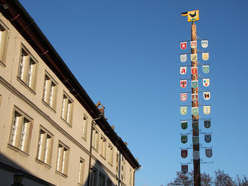 In M&uuml;nnerstadt steht nach neun Jahren wieder ein Zunftbaum am Feuerwehrhaus.