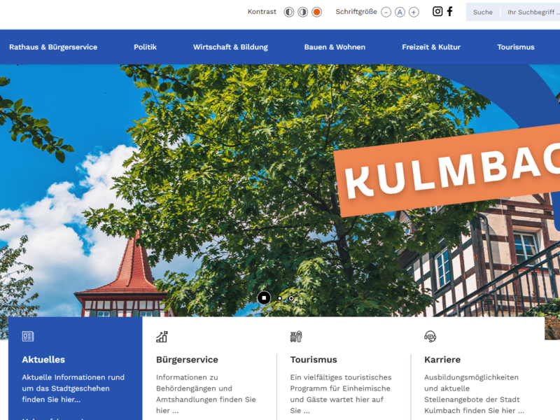 Screenshot Homepage Stadt Kulmbach