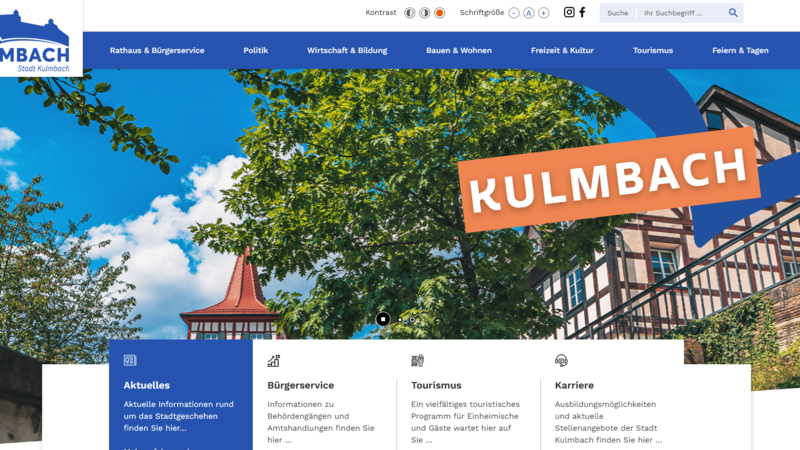 Screenshot Homepage Stadt Kulmbach Screenshot Homepage Stadt Kulmbach