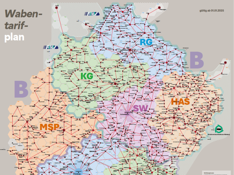 Der Wabentarifplan des Verkehrsverbungs Nahverkehr Mainfranken (NVM)