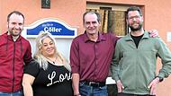 Freuen sich auf eine gute Zusammenarbeit im Sportheim Ebenhausen (von rechts) Steffen Rauh (Vorstand Liegenschaften TSV Ebenhausen), der neue P&auml;chter Kostas Tsoutsouras, seine Frau Katerina und Sebastian Dees (Vorstand &Ouml;ffentlichkeitsarbeit TSV Eb...
