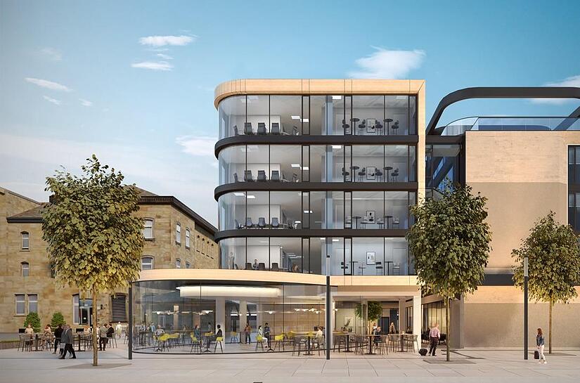 Noch ist die Zitterpartie um das neue Atrium nicht zu Ende: So soll die Fassade des Hotels mit Bahnhofs-Gastronomie  aussehen, wenn sie fertig ist.