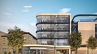 Noch ist die Zitterpartie um das neue Atrium nicht zu Ende: So soll die Fassade des Hotels mit Bahnhofs-Gastronomie  aussehen, wenn sie fertig ist.