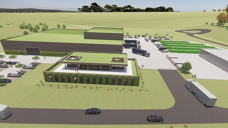 So soll das Betriebsgel&auml;nde der Firma Benkert Dachbegr&uuml;nung nach einer Visualisierung des Ingenieurb&uuml;ros Rainer Kitzinger in Zukunft aussehen.