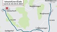 Ab Montag gilt f&uuml;r bis zu drei Wochen eine Umleitung &ouml;stlich des Hammelburger Stadtteils Gauaschach.