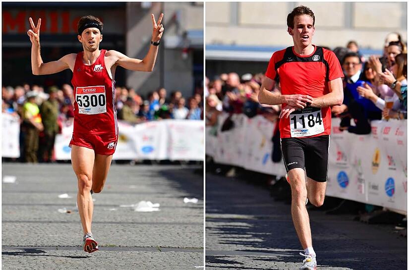 Felix Hentschel (li.) gewann bei den beiden vorherigen Ausgaben den Brose-Lauf, wird heuer aber wohl pausieren. Jonas Lehmann (re.) dagegen hofft im Halbmarathon auf den Titelhattrick.